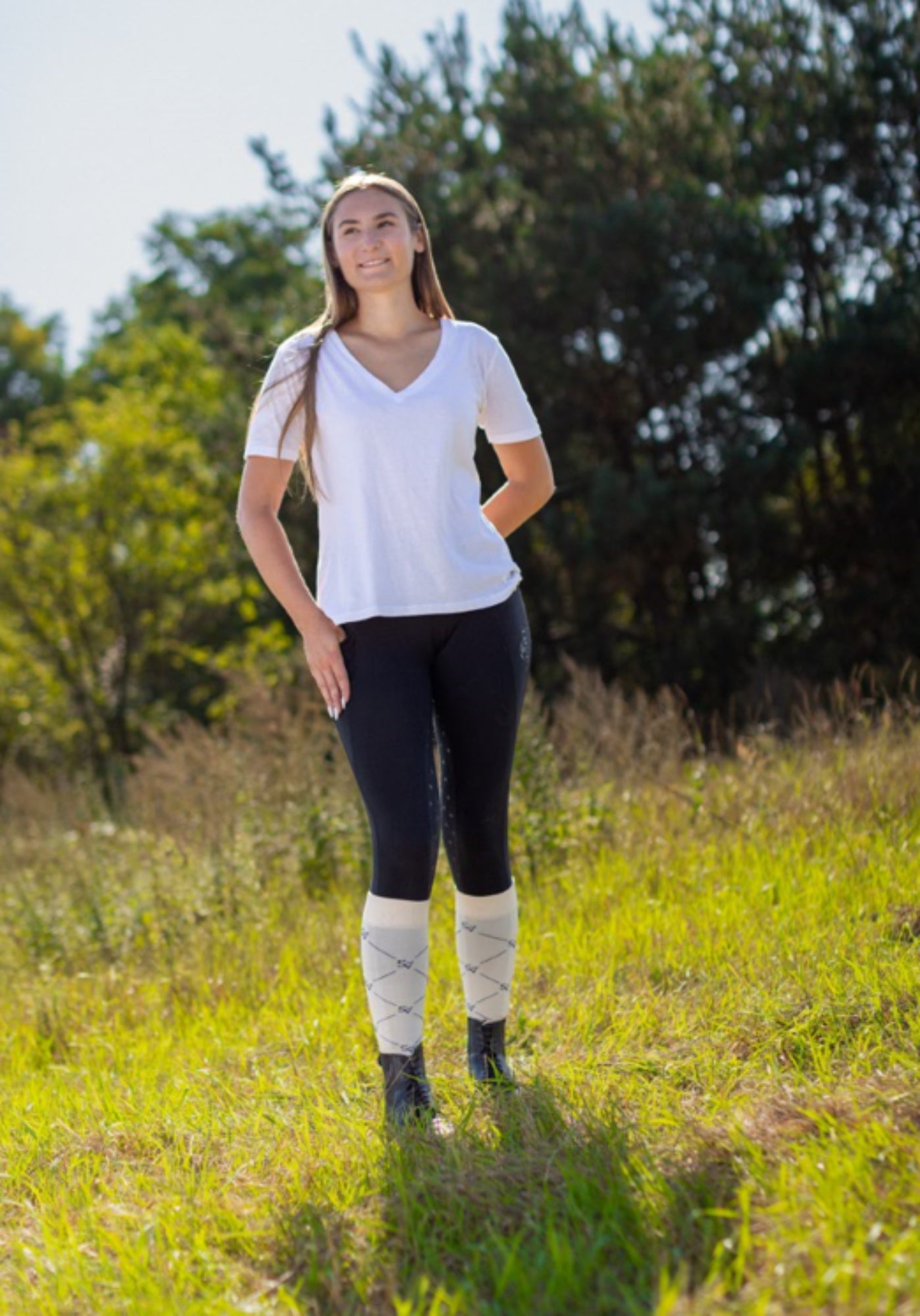 Podkolanówki Jeździeckie Elegance Beige Savio Equestrian