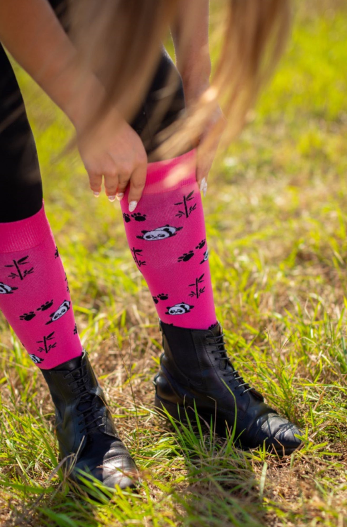 Podkolanówki Jeździeckie Pink Panda Savio Equestrian